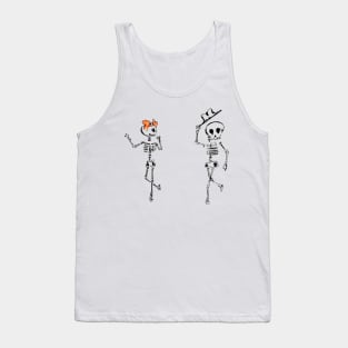 Skelly Lady And Gentleman HandDrawn Sketch Tank Top